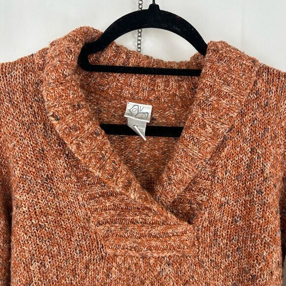 Y2K Orange Mixed Thread Cropped Collared Sweater - Picture 10 of 11